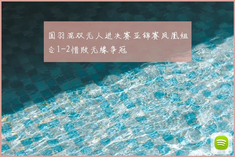 国羽混双无人进决赛亚锦赛凤凰组合1-2惜败无缘争冠